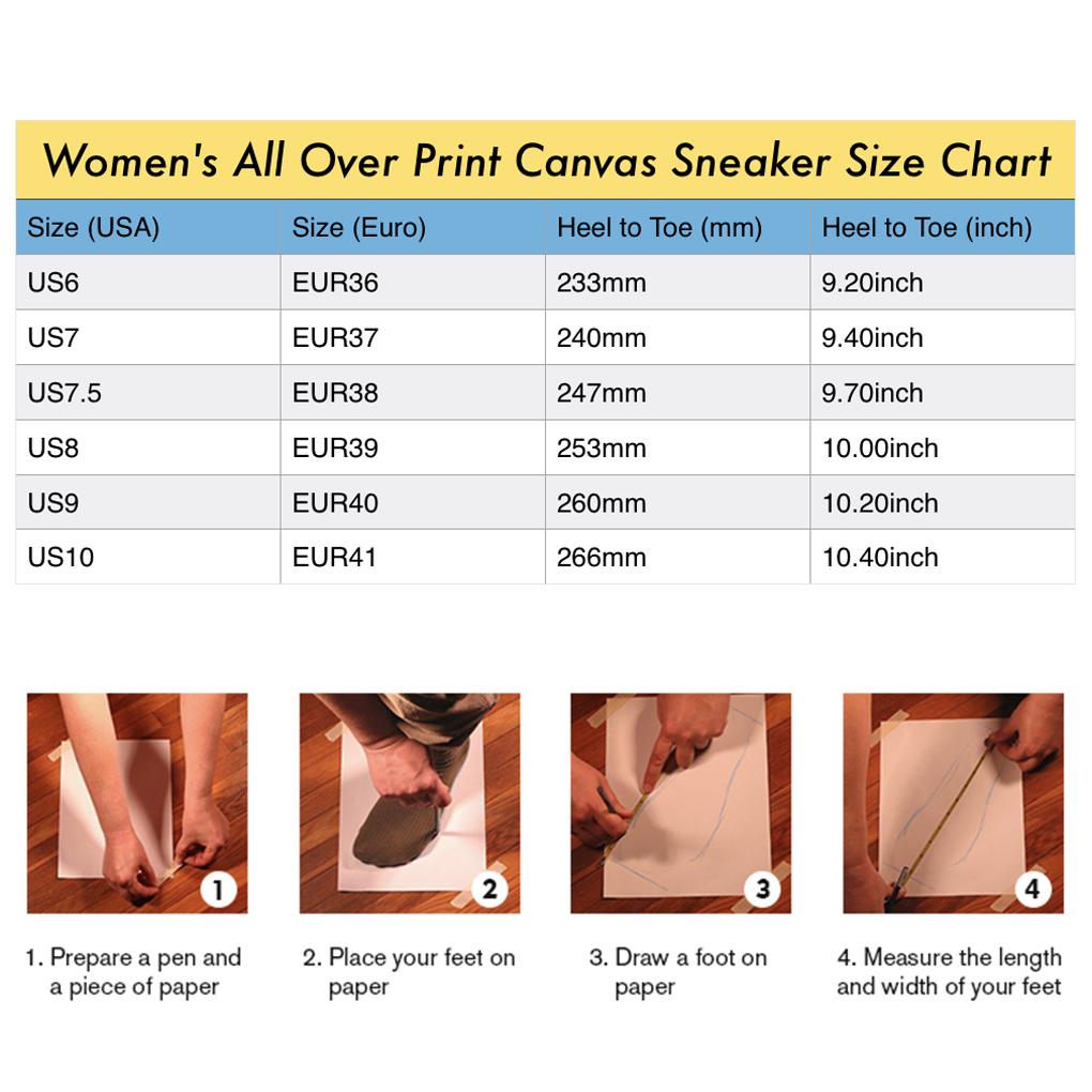 1, 2, 3 V Women's All Over Print Canvas Sneakers